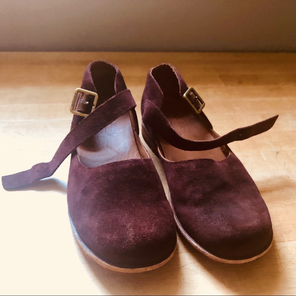 Kork-Ease Burgundy Suede Mary Jane Shoes